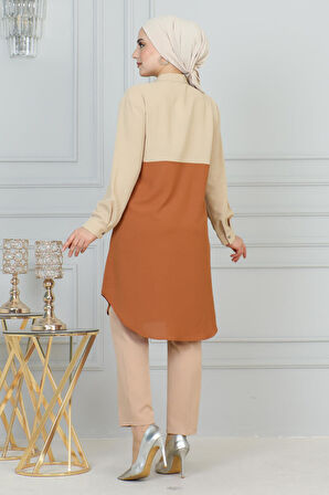 Fermuar Detaylı Tunik Bej 6098