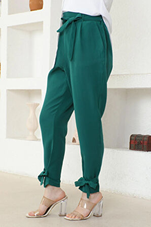 Kuşaklı Pantolon Zümrüt 6101