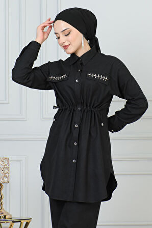 Beli Bağcıklı Takım Siyah 19220