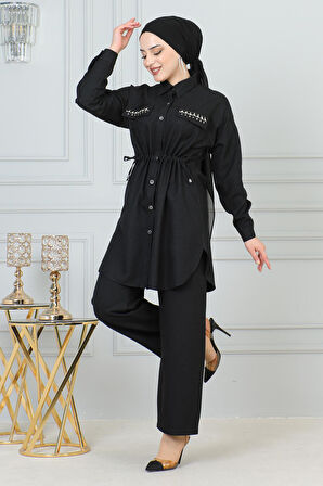 Beli Bağcıklı Takım Siyah 19220