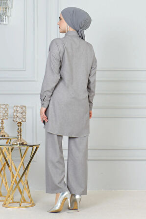 Beli Bağcıklı Takım Gri 19220