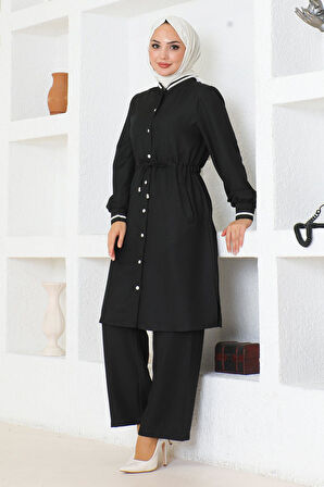 Beli Bağcıklı Ribanalı Takım Siyah 19212