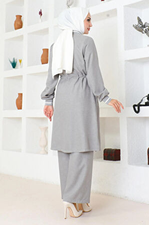 Beli Bağcıklı Ribanalı Takım Gri 19212