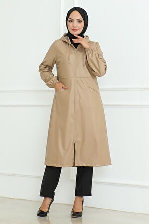 Deri Detaylı Kap Bej 19213