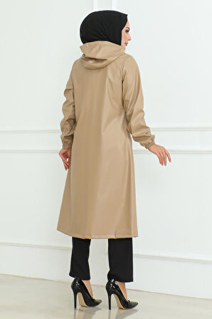 Deri Detaylı Kap Bej 19213