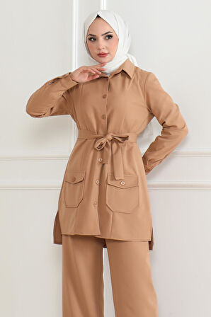 Düğme Detaylı Takım Taba 19223