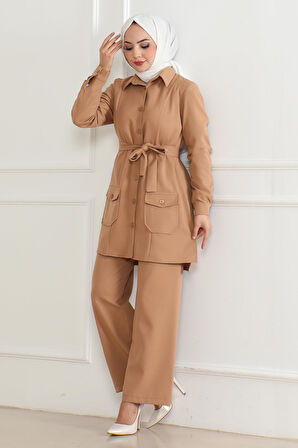 Düğme Detaylı Takım Taba 19223