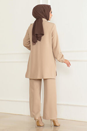 Cep Detaylı Takım Bej 19229