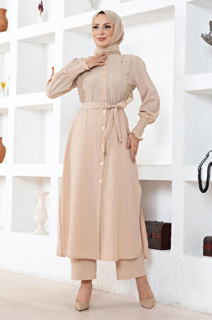 İnci Detaylı Takım Bej 19360