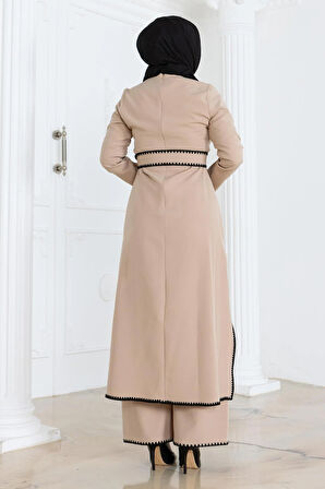 Çoban Dikişli Kemerli Takım Bej 19365