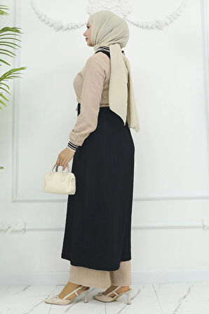 Beli Bağcıklı Ribanalı Takım Siyah 19237