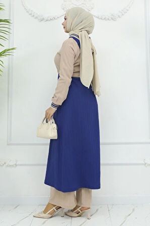 Beli Bağcıklı Ribanalı Takım İndigo 19237