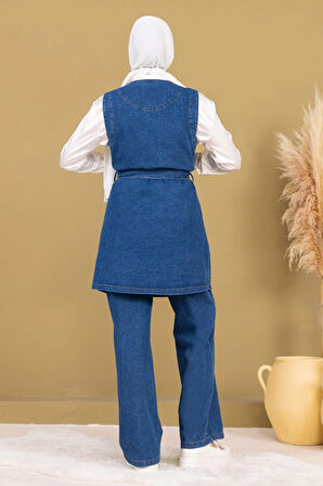 İnci Detaylı İkili Kot Takım Açık Mavi 19245