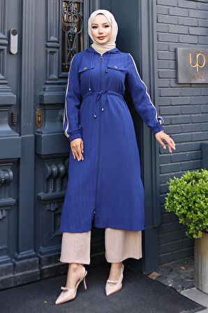 Beli Bağcıklı Kapşonlu Takım İndigo 19241