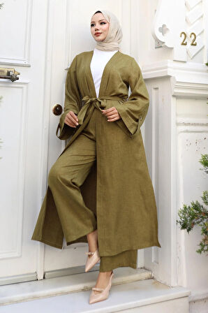 Apolet Detaylı Kimono Takım Haki 19253