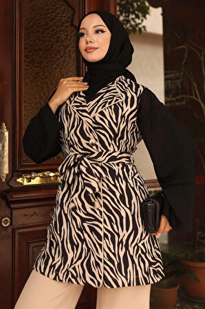 Zebra Desenli İkili Takım Bej 19255