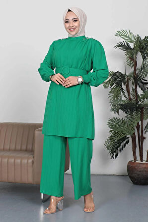 Taş Detaylı Kemerli Takım Yeşil MSW19112