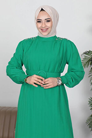 Taş Detaylı Kemerli Takım Yeşil MSW19112