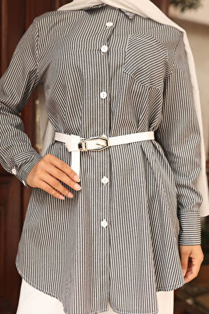 Çizgili Cep Detaylı Takım Siyah MSW19242-1