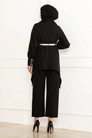 Kemer Detaylı Takım Siyah MSW19001-1