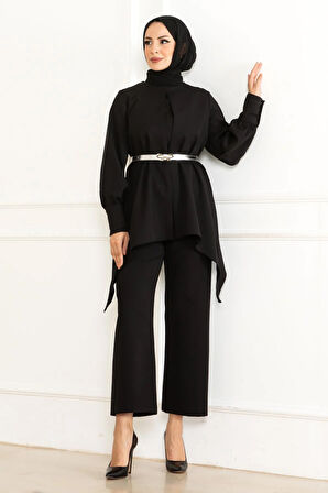 Kemer Detaylı Takım Siyah MSW19001-1