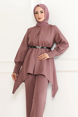 Kemer Detaylı Takım Gül Kurusu MSW19001-3