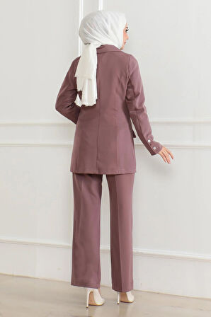 Yelekli Üçlü Takım Gül Kurusu MSW19222-3