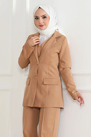 Yelekli Üçlü Takım Taba MSW19222-6