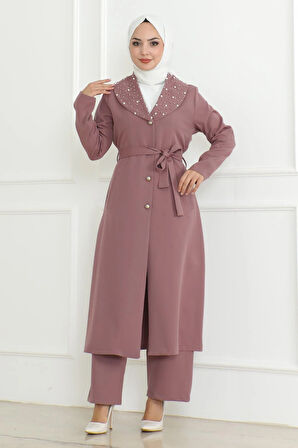 İnci Detaylı Takım Gül Kurusu MSW19216-3