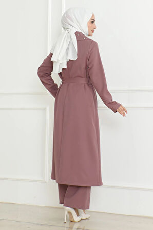 İnci Detaylı Takım Gül Kurusu MSW19216-3