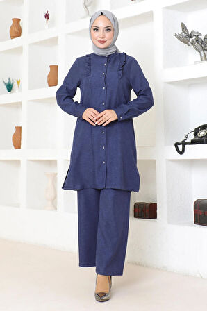 Fırfır Detaylı Takım İndigo MSW19224-2