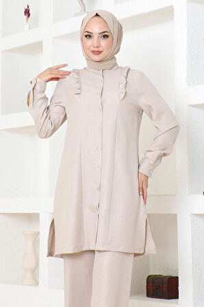 Fırfır Detaylı Takım Bej MSW19224-3