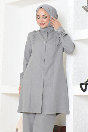 Fırfır Detaylı Takım Gri MSW19224-5