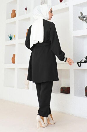 Taş Detaylı Takım Siyah MSW19203-1