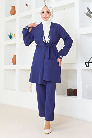 Taş Detaylı Takım İndigo MSW19203-2