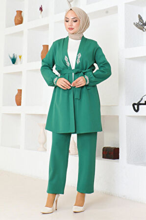 Taş Detaylı Takım Zümrüt MSW19203-4