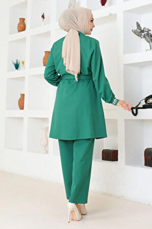 Taş Detaylı Takım Zümrüt MSW19203-4