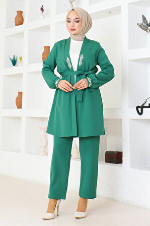 Taş Detaylı Takım Zümrüt MSW19203-4