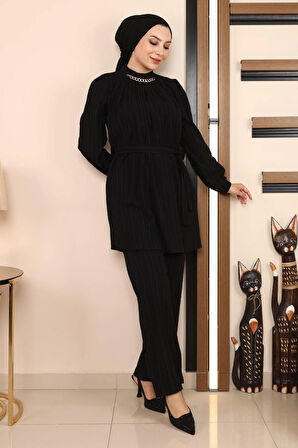 Zincir Detaylı Takım Siyah MSW19140-1