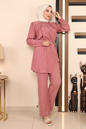 Zincir Detaylı Takım Gül Kurusu MSW19140-2