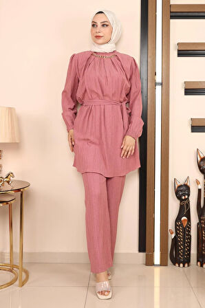 Zincir Detaylı Takım Gül Kurusu MSW19140-2