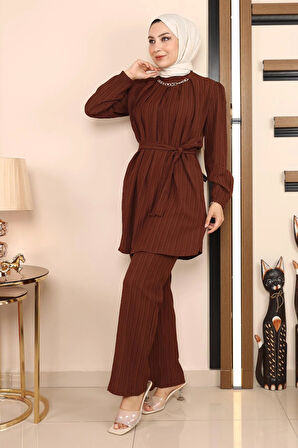 Zincir Detaylı Takım Kahverengi MSW19140-5