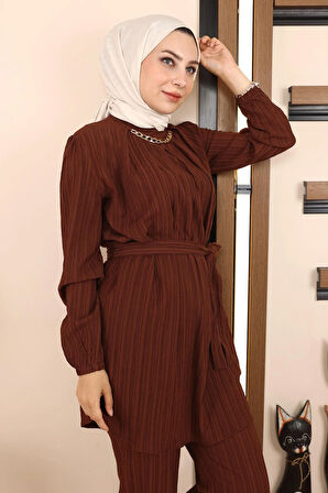 Zincir Detaylı Takım Kahverengi MSW19140-5