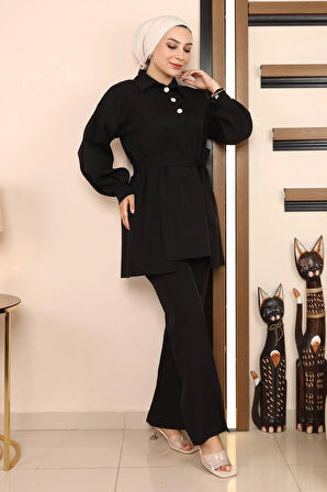 Yırtmaçlı Takım Siyah MSW19129-1