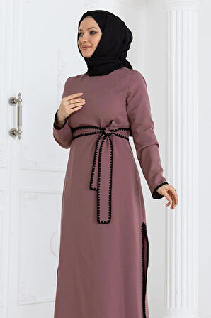 Çoban Dikişli Kemerli Takım Gül Kurusu MSW19365-3