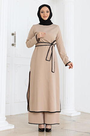 Çoban Dikişli Kemerli Takım Bej MSW19365-5