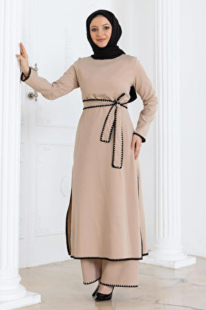 Çoban Dikişli Kemerli Takım Bej MSW19365-5