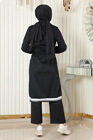 Kapşonlu Ribanalı Takım Siyah MSW19196-1