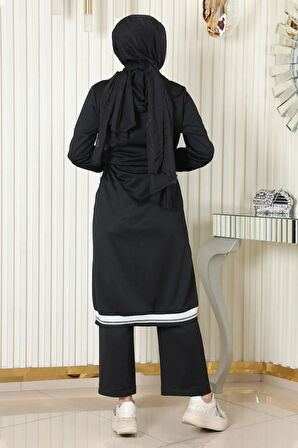 Kapşonlu Ribanalı Takım Siyah MSW19196-1