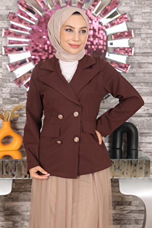 Ceketli Eteği Tül Takım Kahverengi MSW19151-2